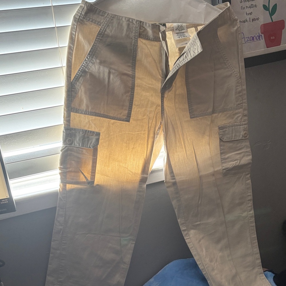 Eddie Bauer Tan Cargo Pants with Pocket Panel Accents